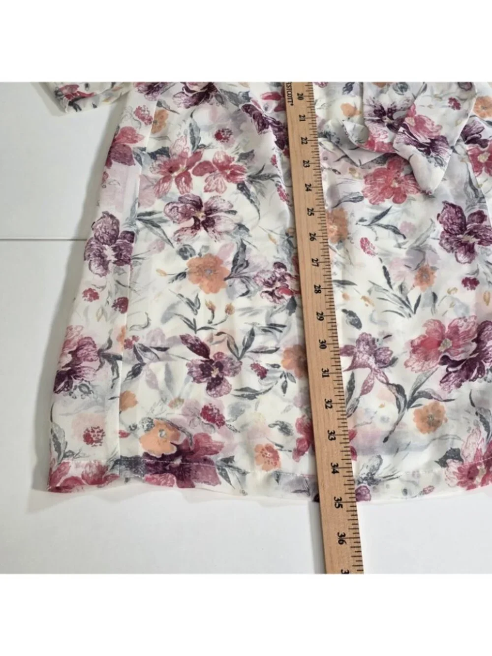 Vtg La Senza Short Kimono Robe S/M Sheer Chiffon Floral Watercolor Belt Coquette